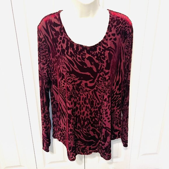 Simply Vera Vera Wang Women's Long Sleeve Burnout Velvet Lined Blouse-Large - Picture 5 of 13